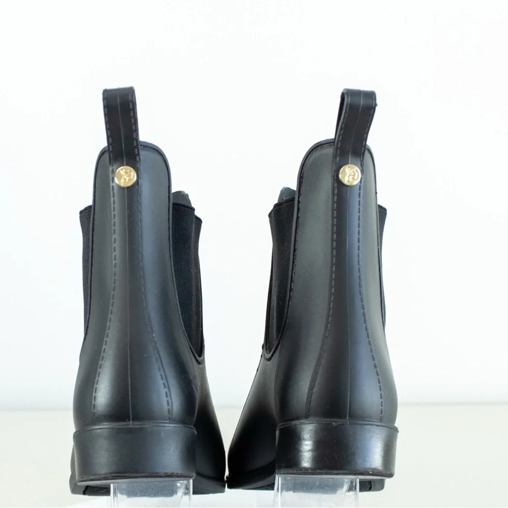 Sam Edelman Tinsley Black Rubber Rain Boots Pull-On Women’s Chelsea Boot Size 7